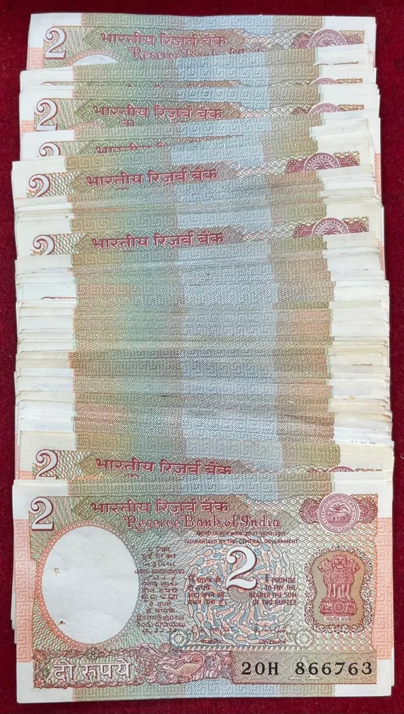 2 Rupees MIX Governor UNC Condition (100 pcs lott ) Rare Note # SKU-32