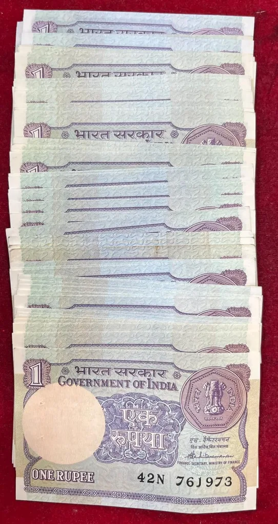 1 Rupees MIX Governor UNC Condition ( 100 PCS LOTT ) Rare Note # SKU -34