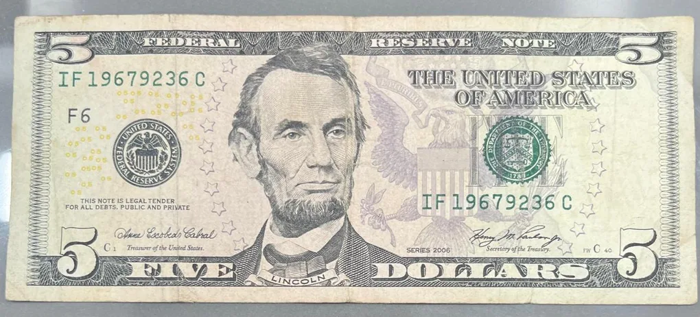 United States 5 Dollars Federal Reserve Rare Note # B-2