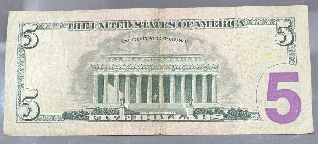 America 5 Dollars linkan rare viriyty Rare Note # B-2