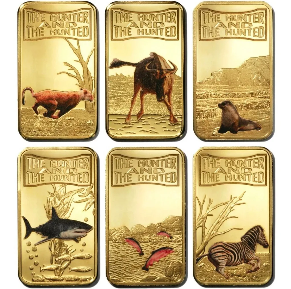 Somali Rep The Hunter & The Hunted 25 Shillings 2013 Gold-plated Colored 12 Bar Set