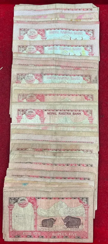 Nepal 5 Rupees Rare ( 50 PCS LOTT ) Used Condition as PER Image # SKU -9