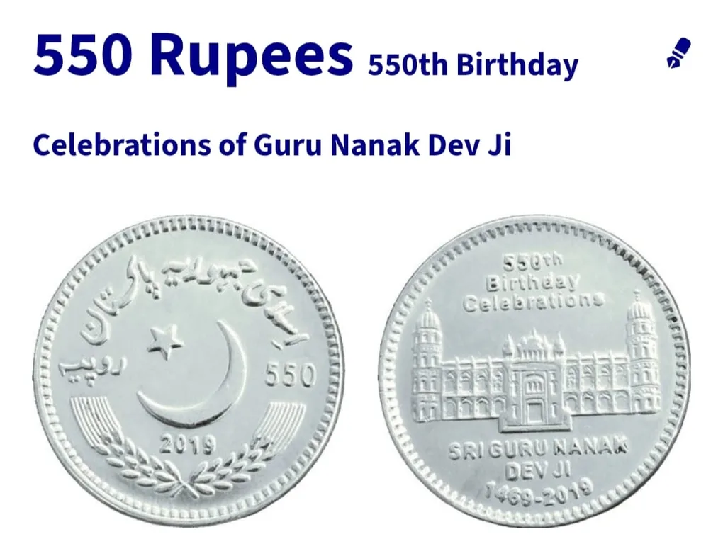 Pakistan 550 Rupees Commemorative issue 550th Birthday Celebrations of Guru Nanak Dev Ji # Z-1345
