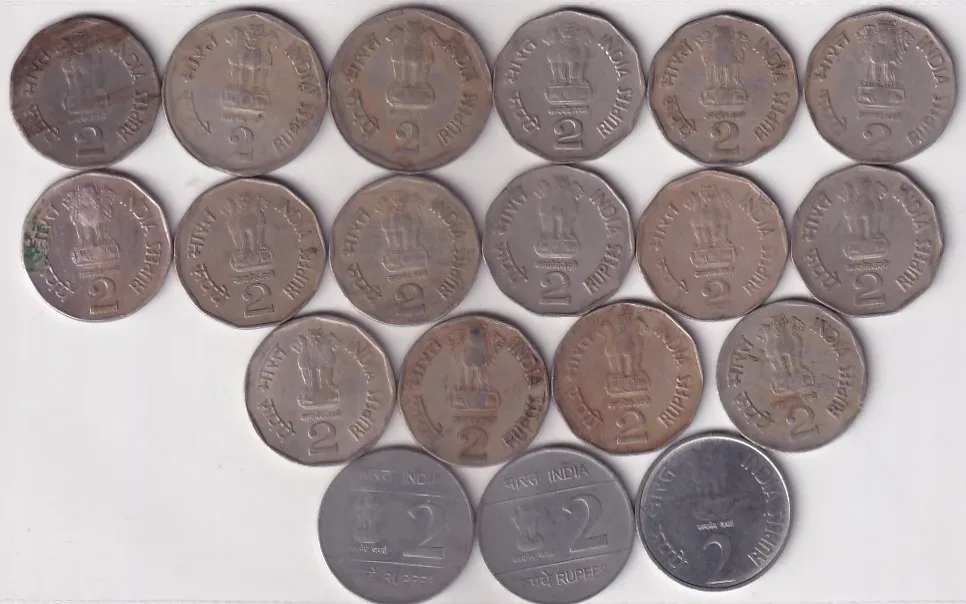 19 Different Two Rupees commemorative Issue Used Coins Set Rare
