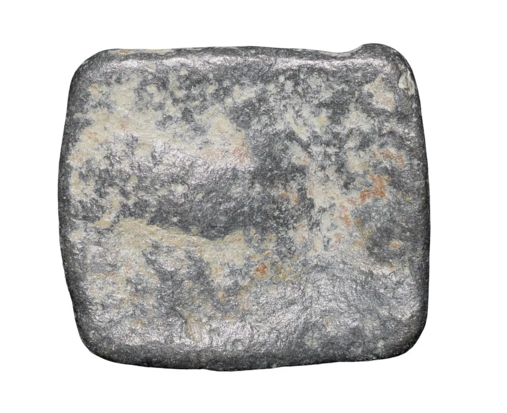 Lead Coin of Western Kshatrapa - Rudrasena III? (3rd Cen. AD) with Bull facing right/3-Arched Hill Rare
