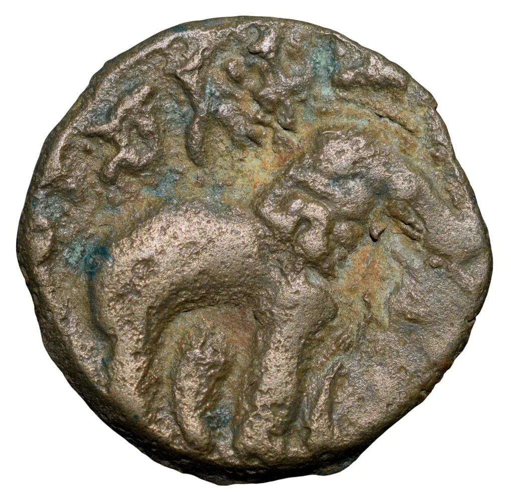 Potin Coin of Yajna Satakarni (1st Cen.BC) of Satavahana Dynasty Elephant Type Banavasi Region
