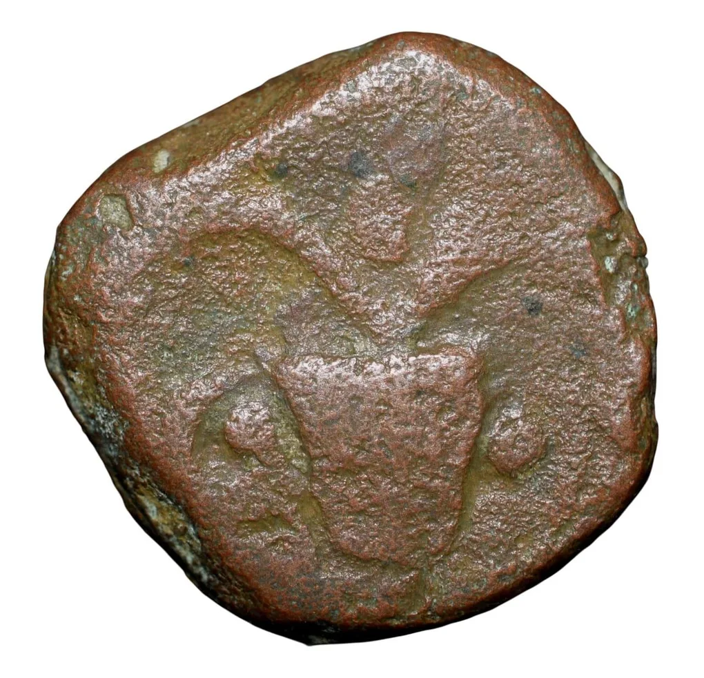 Copper Coin of Vasudev(AD 190-230) of Kushan Dynasty Ardoksho Deity Type