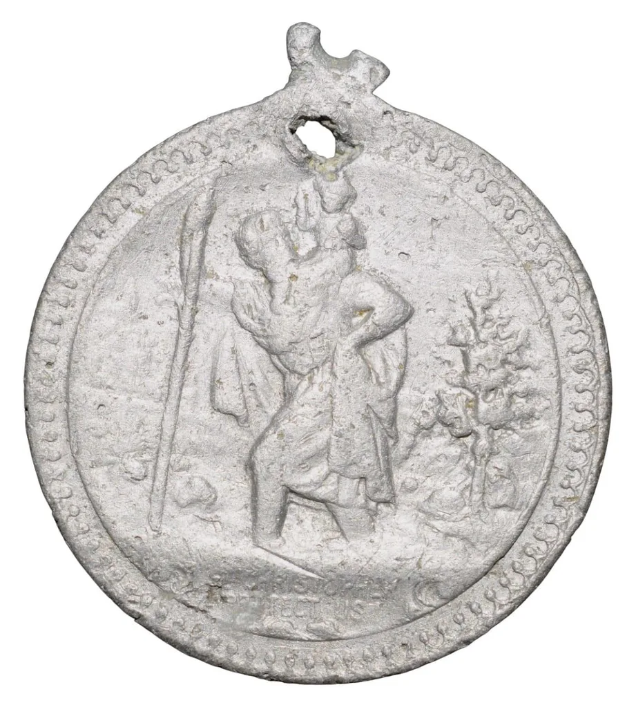 Aluminium Medal/Token with Saint Chistopher (19th Cen. AD)