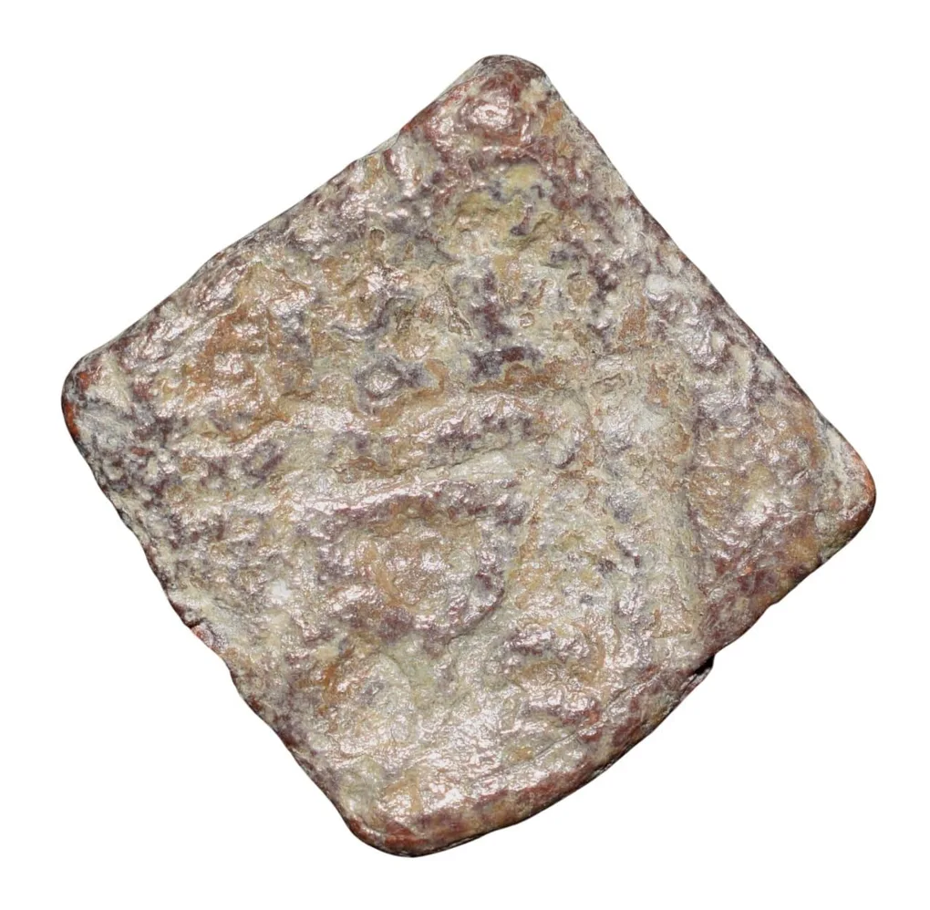 Lead Coin of Western Kshatrapa - Rudrasena III? (3rd Cen. AD) with Bull/3-Arched Hill Rare
