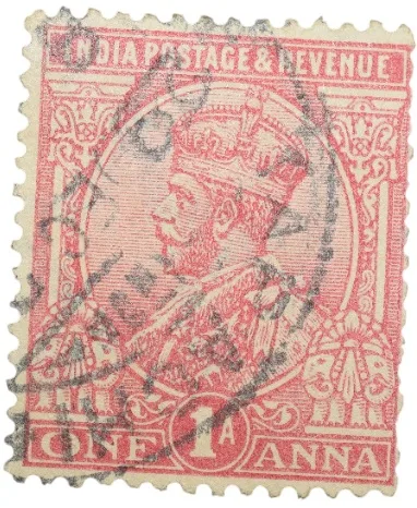 Postal Stamp of George V 1 Anna Pink Colour - Used Condition as per image.