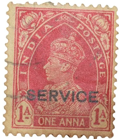 Postal Stamp of George VI 1 Anna Red Colour - Used Condition as per image.
