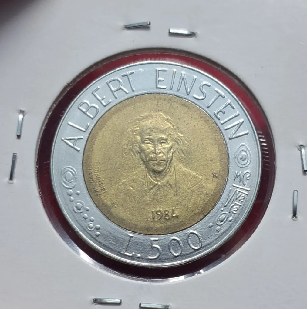 SAN Mario 500 LIRE Albert Einstein Coin
