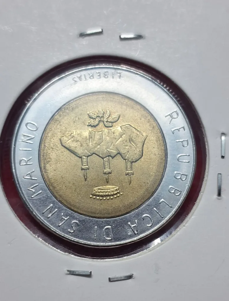 San Marino, 500 Lire, 1986, Man with Computer, Bimetal,