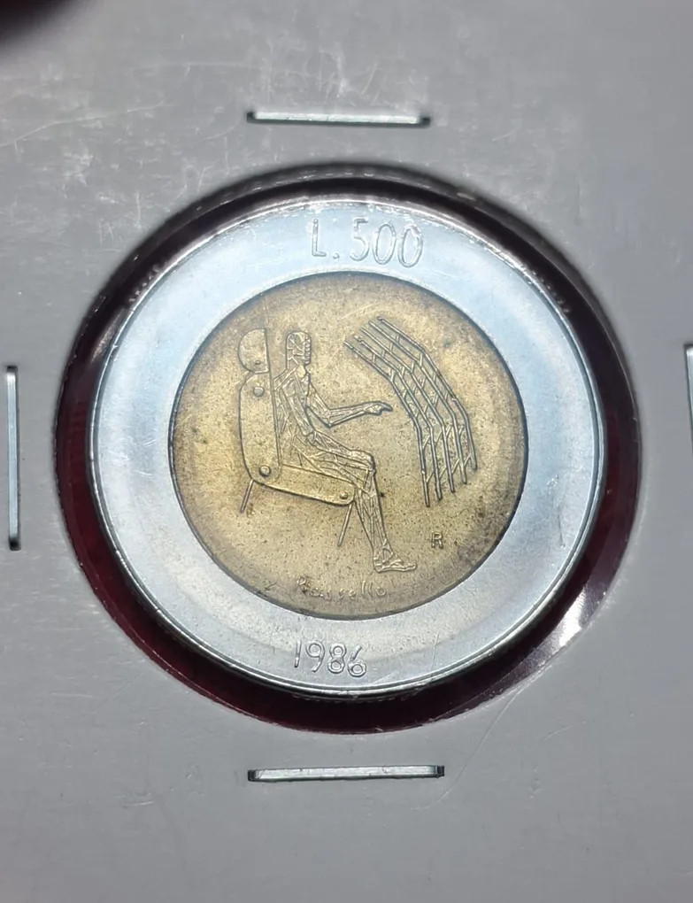 San Marino, 500 Lire, 1986, Man with Computer, Bimetal,
