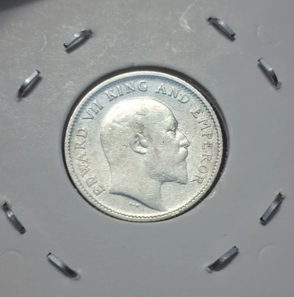 1/4 Rupee 1910 Calcutta Mint Edward VII King and Emperor Coin