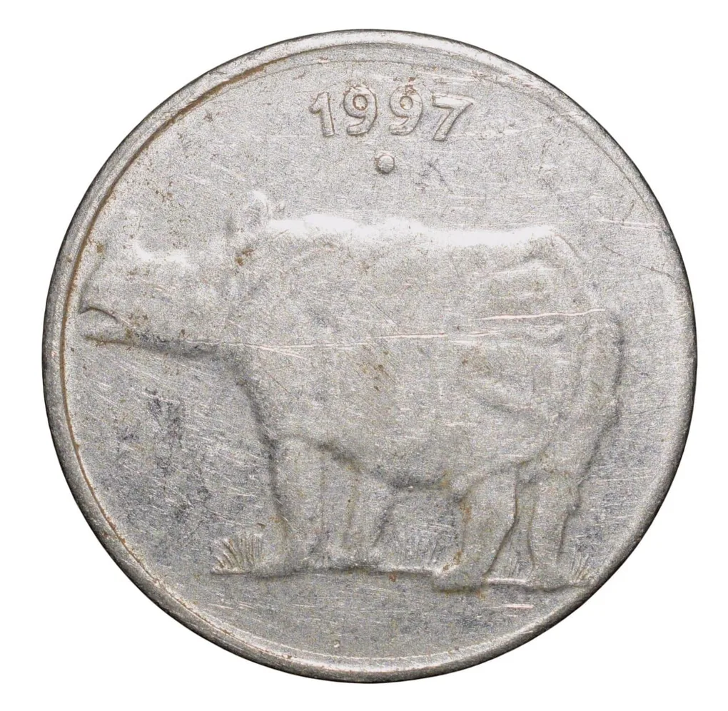 Steel 25 Paise of Republic India (AD 1997) of Noida Mint Scarce