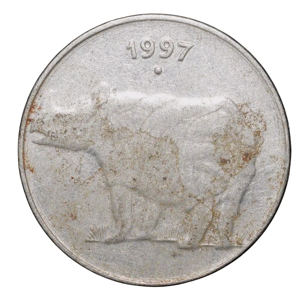 Steel 25 Paise of Republic India (AD 1997) of Noida Mint Scarce