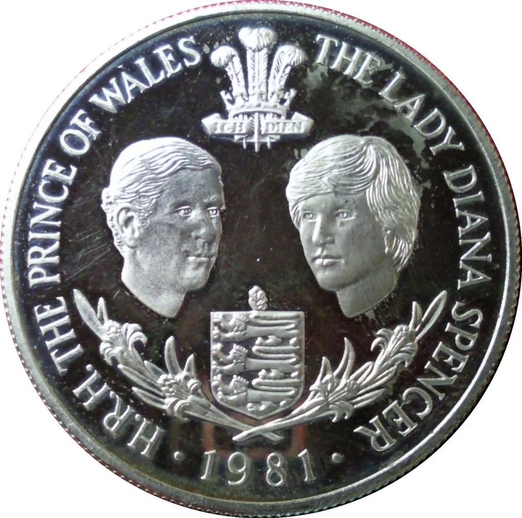Guernsey 25 Pence 1981 - Elizabeth II Royal Wedding; Silver Proof Commemorative issue Rare Coin with Capsool #4444