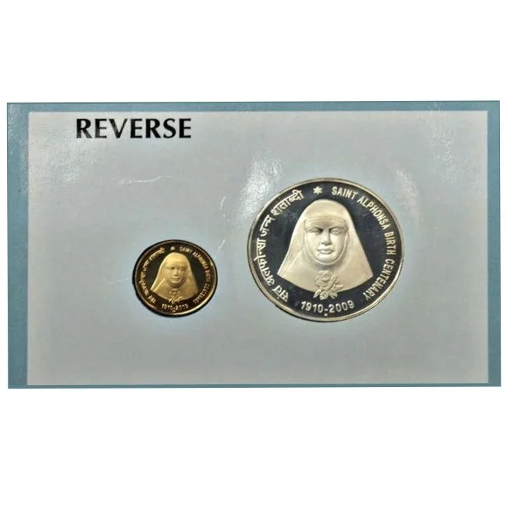 SAINT ALPHONSA BIRTH CENTENARY 1910-2009 MUMBAI MINT 2 COIN ((UNC SET))