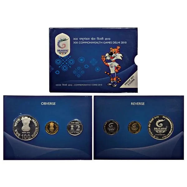 XIX COMMONWEALTH GAMES DELHI-2010  KOLKATA MINT 3 COINS ((PROOF SET))