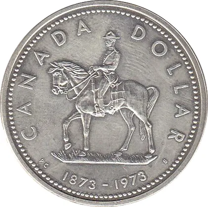 Canada 1 Dollar 1973 - Elizabeth II Royal Canadian Mounted Police rare Silver Coin #5555