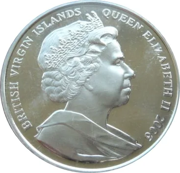 British Virgin Islands 10 Dollars 2006 - Elizabeth II King George V Rare silver (Weight 28.28 g ) coin With Beautiful capsool