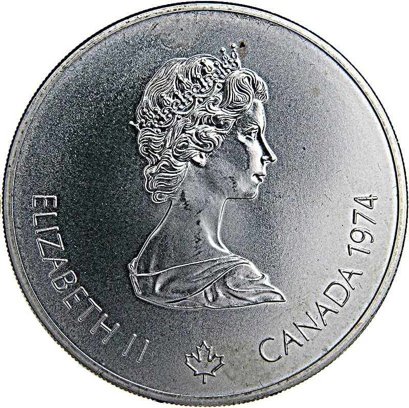Canada 5 Dollars 1974 - Elizabeth II Olympic Rings and Wreaht ; Silver Proof Commemorative issue Rare Coin with Capsool #4848