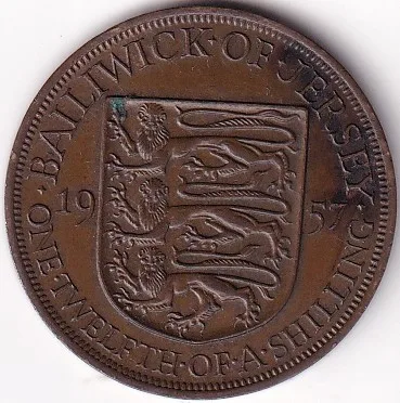 1957 Jersey 1/12 shillings Elizabeth II Coin rare