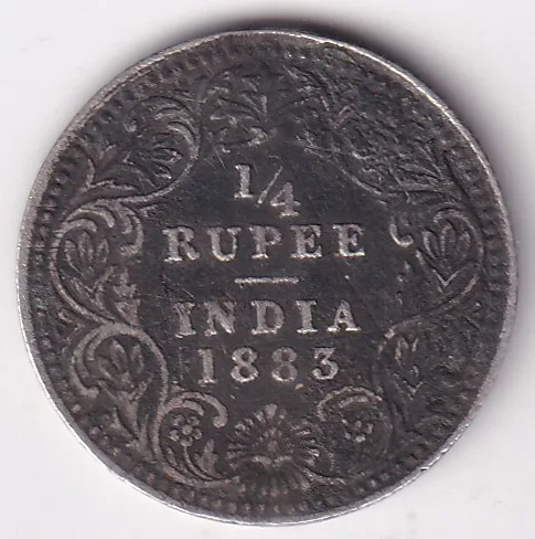1/4 Rupee Victoria 1883 Silver Rare Coin Collector Choice