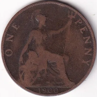 One Penny 1900 UK Victoria Side Face Very Fine Coin Rare