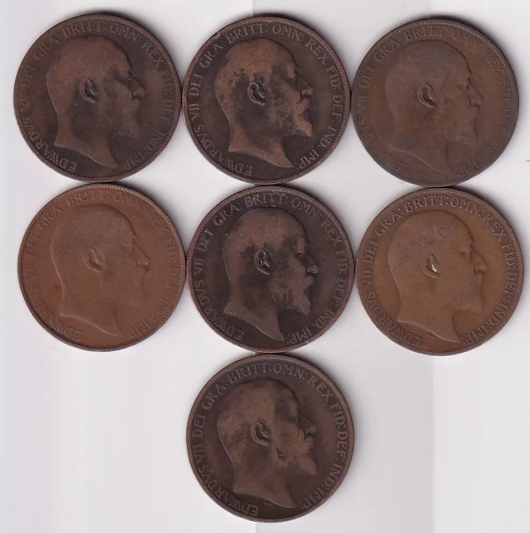 King Edward VII Penny Seven Coins Collections set
