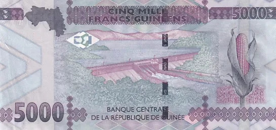 Guinea 5000 Francs Unc Note of 2022 Rare