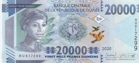 Guinea 20000 Francs Unc Note of 2020 Ex Rare