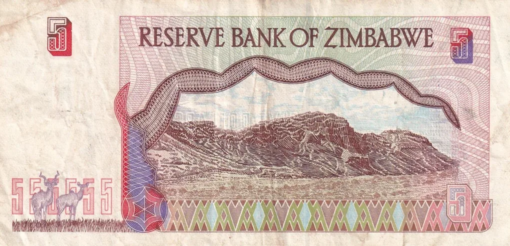 Zimbabwe Five Dollars Old Issue World Note