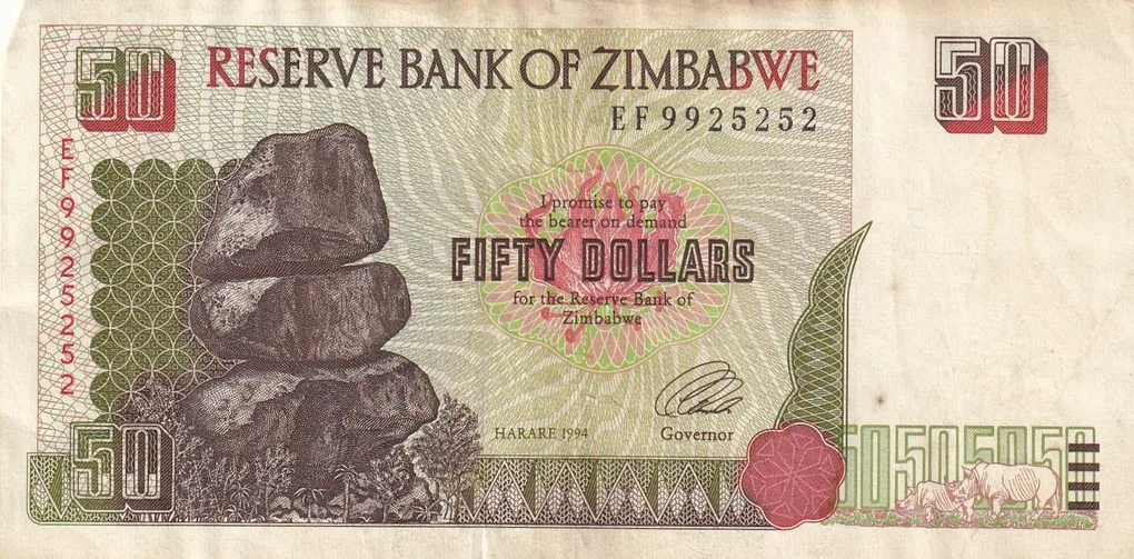 Zimbabwe Fifty Dollars Old Issue World Note