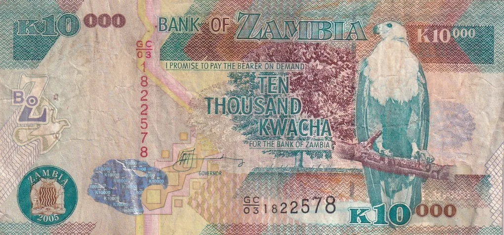 Zambia Ten Thousand Kwacha Old Issue World Note