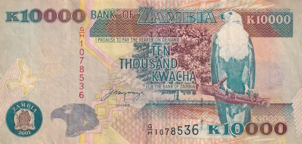 Zambia Ten Thousand Kwacha Old Issue World Note