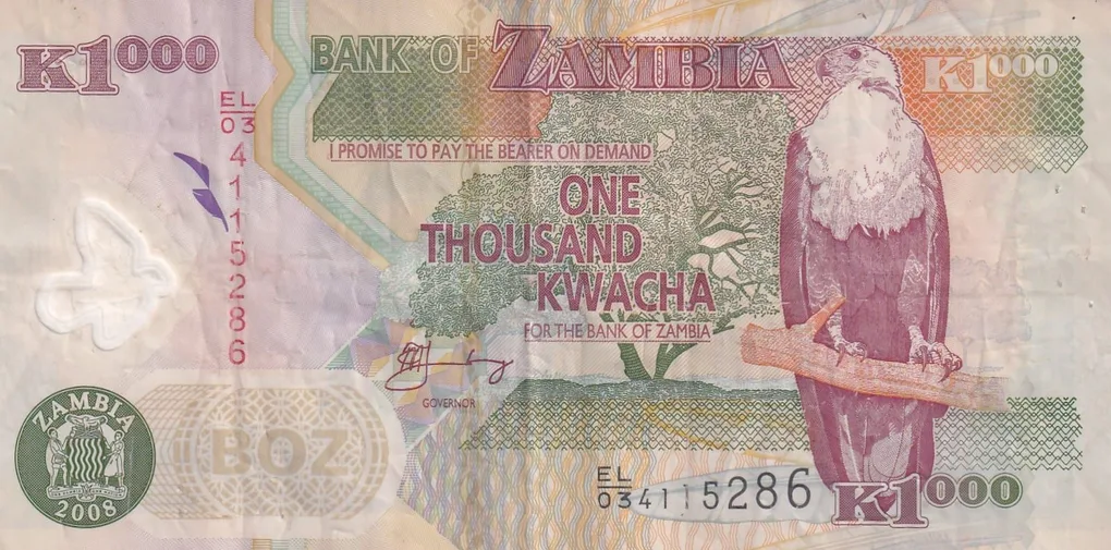 Zambia One Thousand Kwacha Old Issue Polymer World Note