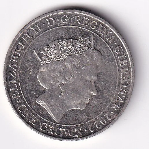 United Kingdom, Gibraltar 1 Crown 2022- ELLIZABETH II Commemorative issue Rare Coloured Coin#V-45