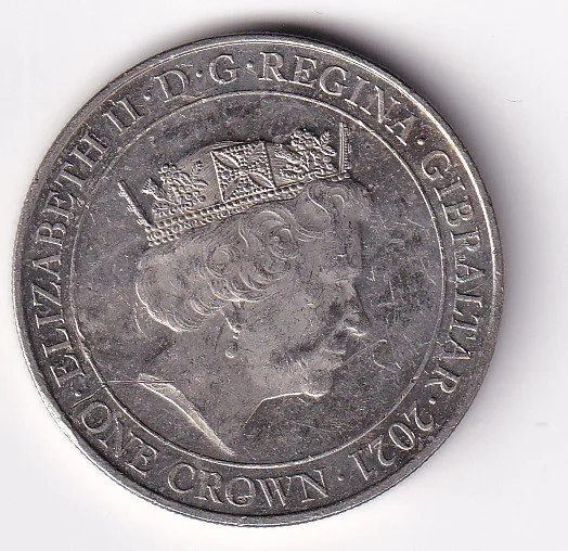 United Kingdom, Gibraltar 1 Crown 2021- ELLIZABETH II Commemorative issue Rare Coloured Coin#V-50