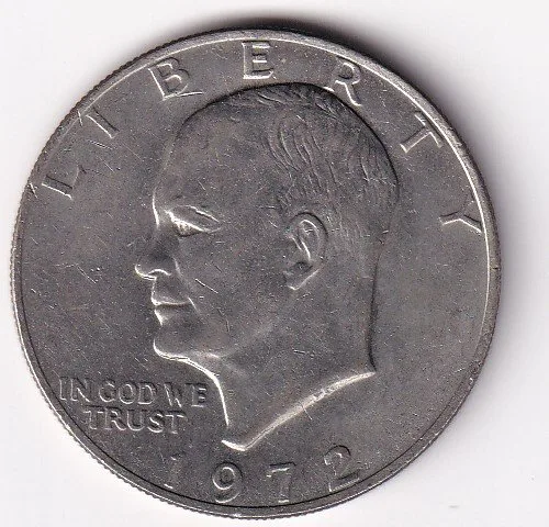 United States 1 Dollar 1972 "Eisenhower Dollar" Rare big size Coin #V-62