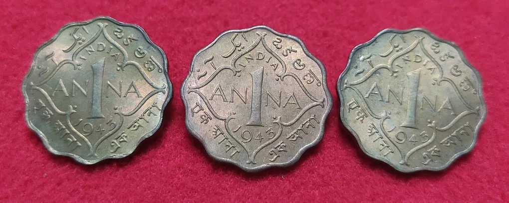 One Anna George V 1943 Calcutta Mint Each Coin Price 525