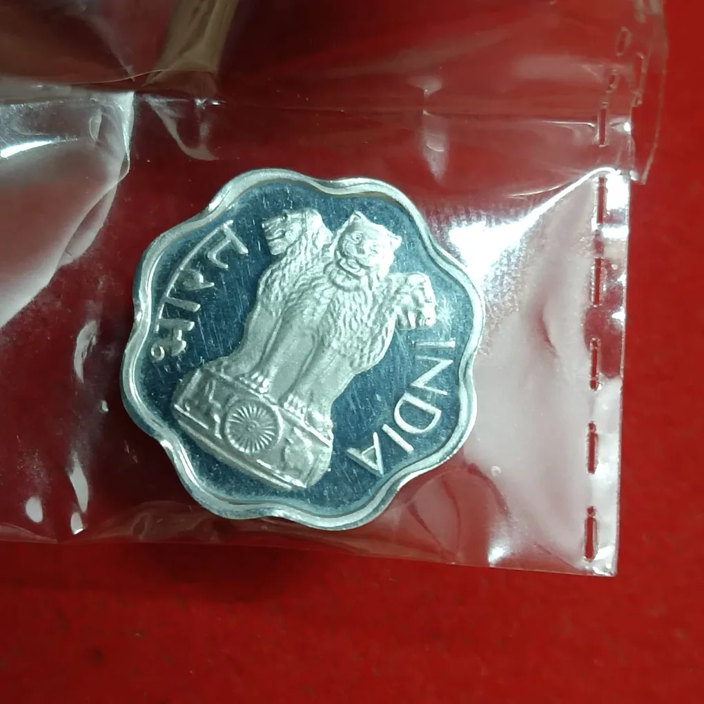 Rare Two Paise 1976 Year Paise Proof Set Coin Gem Bunc Condition