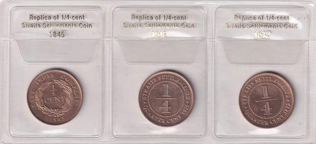 Replica of Straits Settlement Coin 1845 , 1916,1872 Mint Issue Rare Folder Pack Set