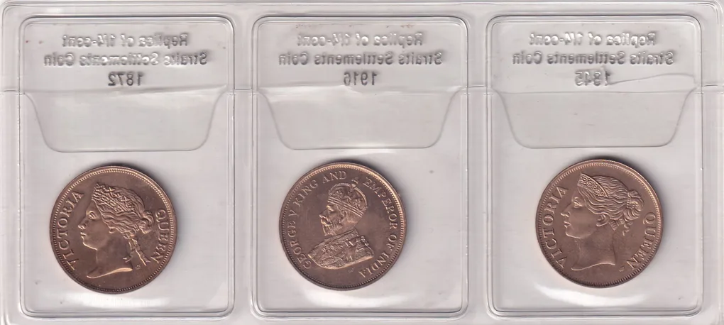 Replica of Straits Settlement Coin 1845 , 1916,1872 Mint Issue Rare Folder Pack Set