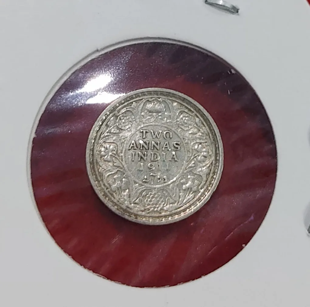 Two Anna George V 1911 Calcutta Mint