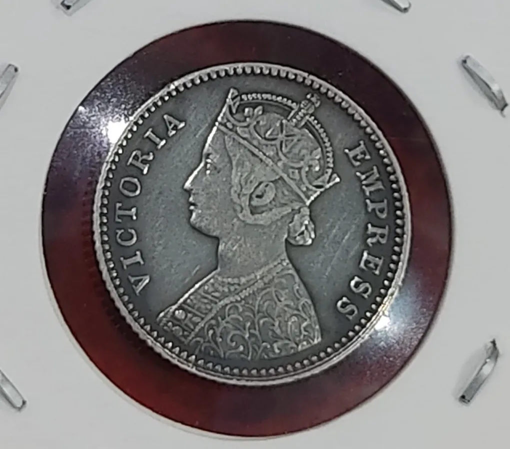 1/4 Rupee Silver Coin Victoria Empress Year 1877