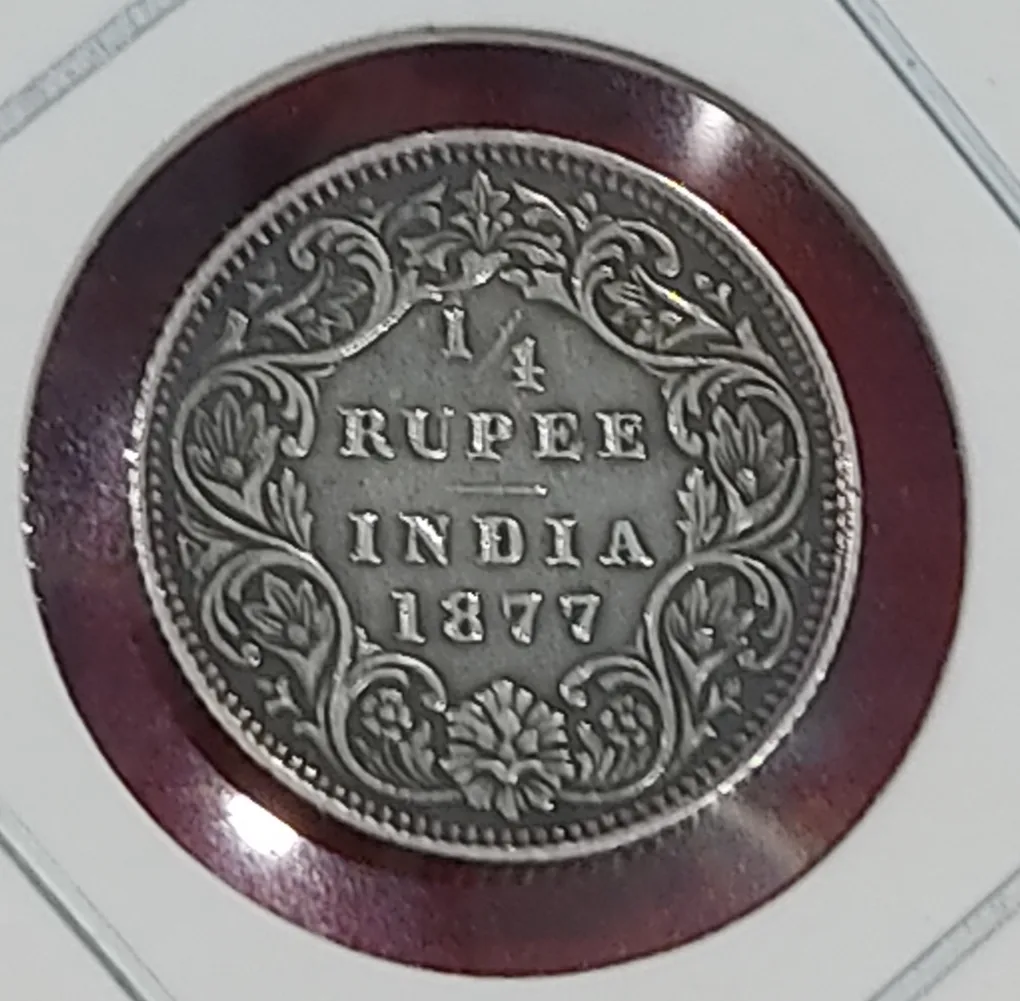 1/4 Rupee Silver Coin Victoria Empress Year 1877
