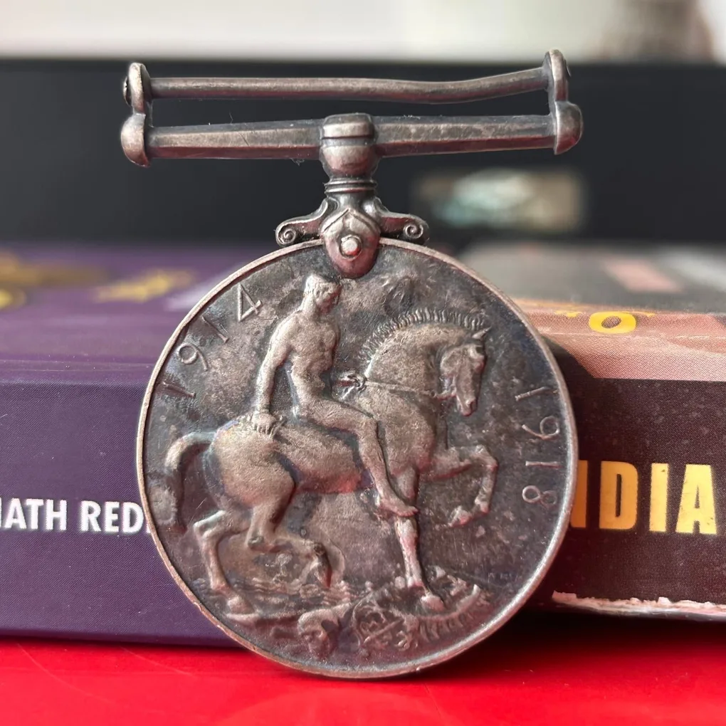 Extremely Rare World War 1st Silver Medal of George V King Emperor British War Named Medal Year 1914-1918