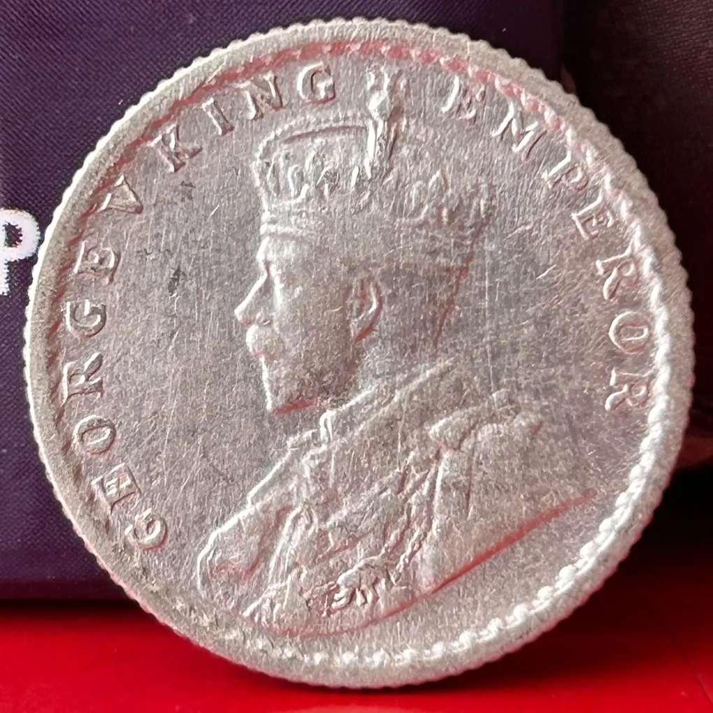 Rare 1/4 Rupee 1936 Silver Coin Calcutta Mint George V King Emperor British India Coin